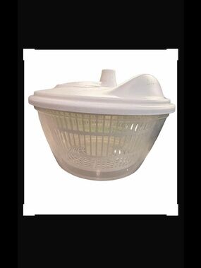 YNS Generic White Plastic Salad Spinner with Clear Basket and Lid